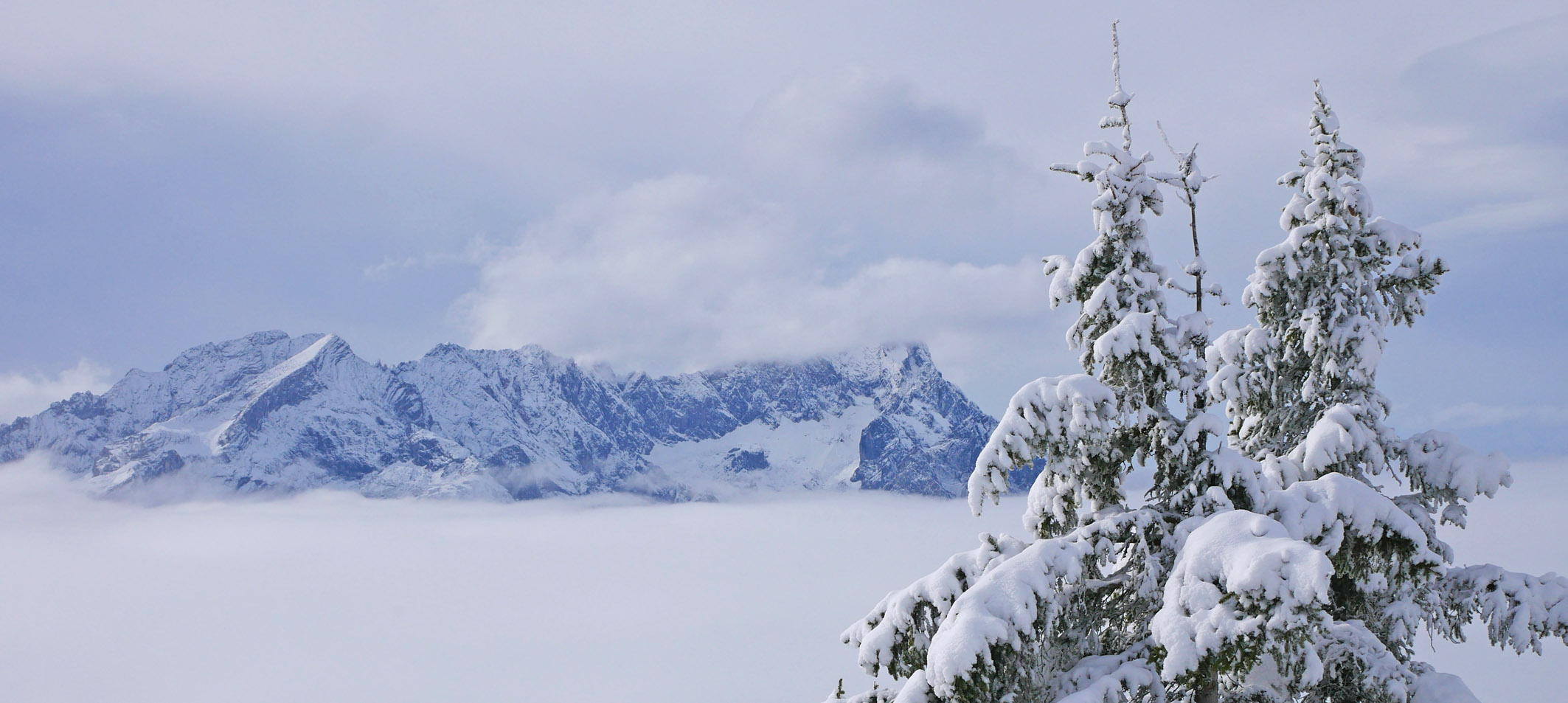 Wank erster Schnee Panorama Wettersteingebirge